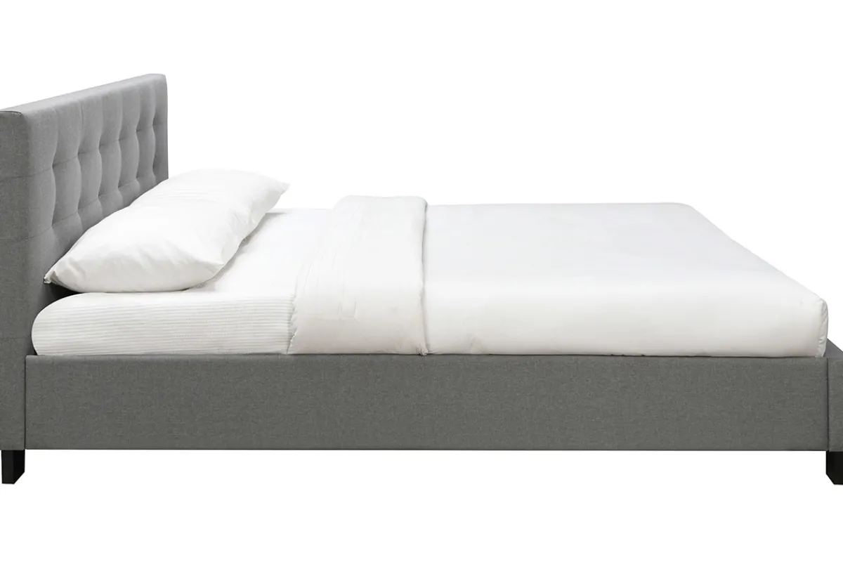 Miliboo Bett 180 x 200 Stoff Grau gepolstert MARQUISE* Betten Für Erwachsene