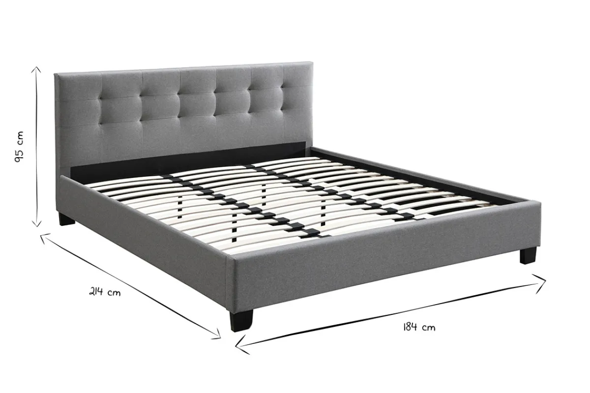 Miliboo Bett 180 x 200 Stoff Grau gepolstert MARQUISE* Betten Für Erwachsene