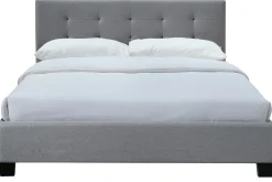 Miliboo Bett 160 x 200 Stoff Grau gepolstert MARQUISE* Betten Für Erwachsene