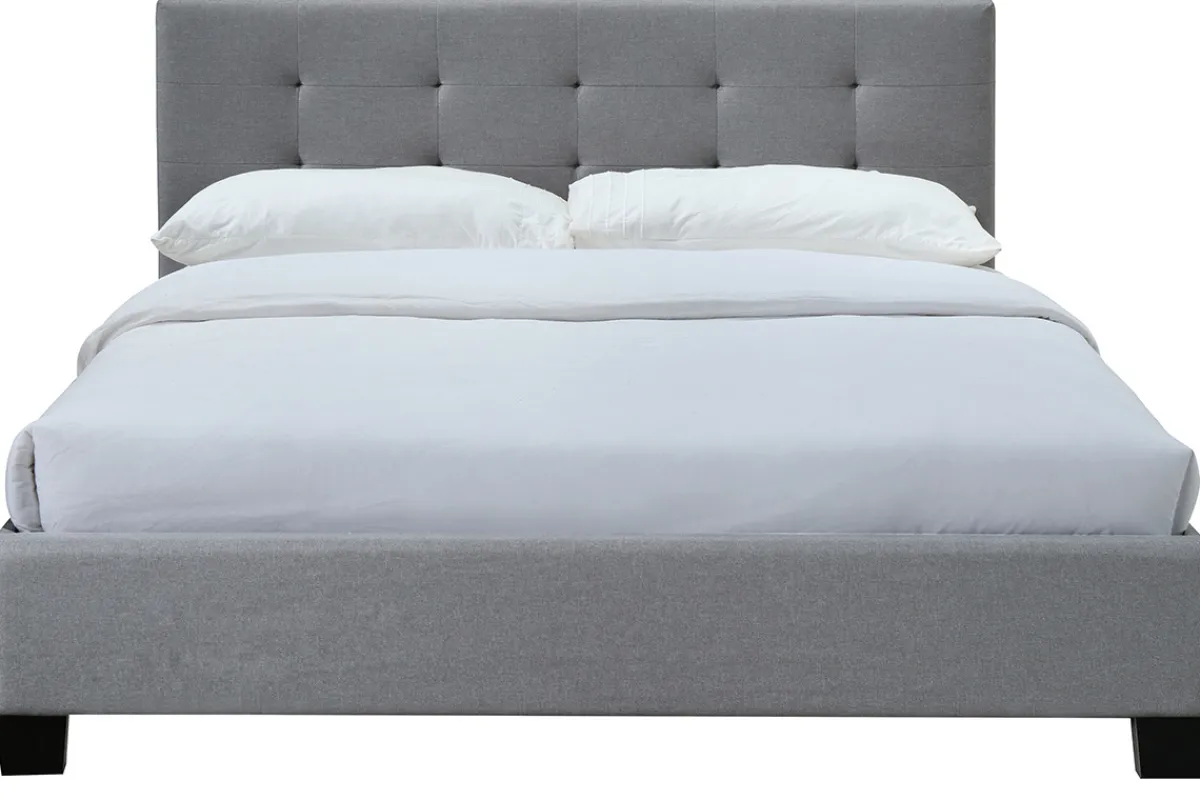 Miliboo Bett 160 x 200 Stoff Grau gepolstert MARQUISE* Betten Für Erwachsene