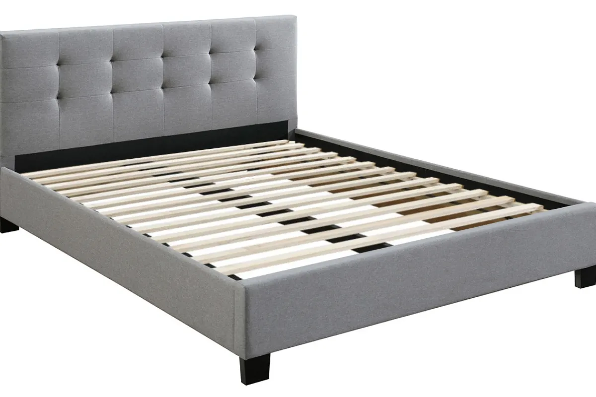 Miliboo Bett 160 x 200 Stoff Grau gepolstert MARQUISE* Betten Für Erwachsene