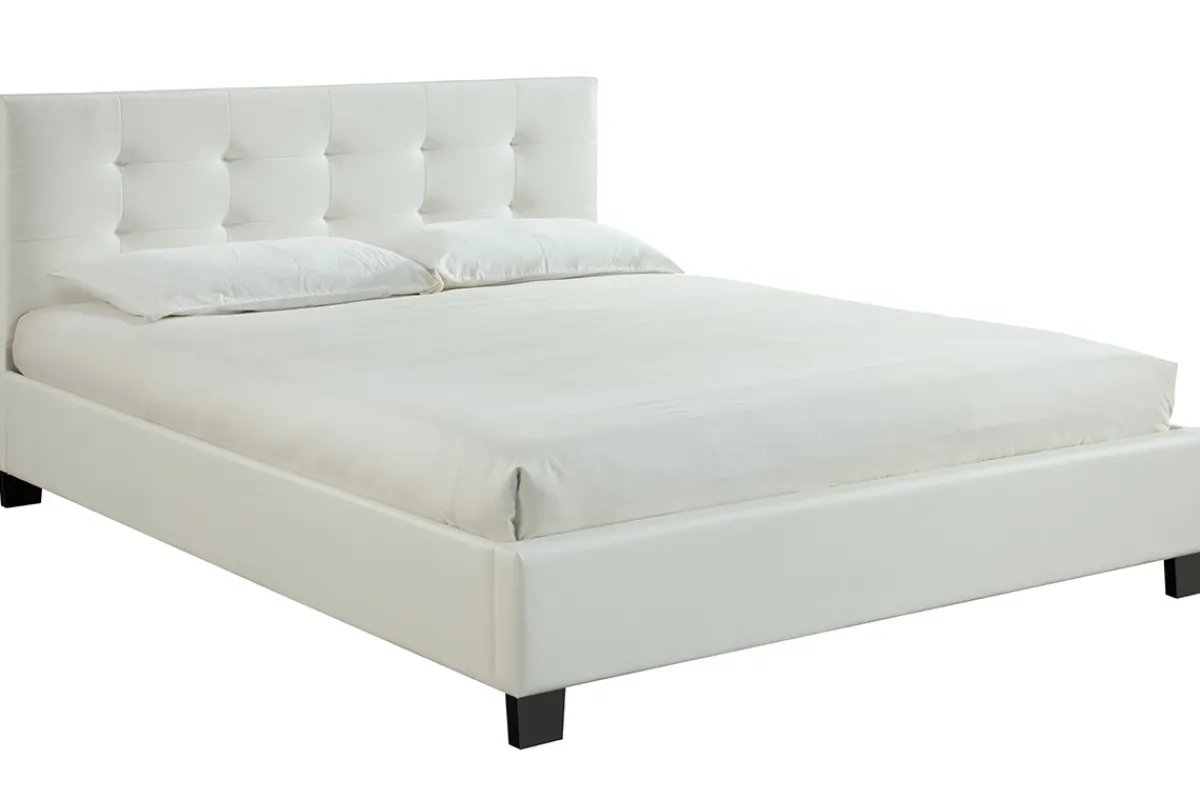 Miliboo Bett 160 x 200 Stoff Weiss gepolstert MARQUISE* Betten Für Erwachsene