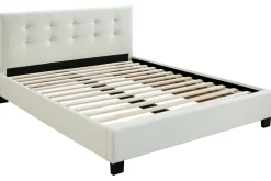 Miliboo Bett 160 x 200 Stoff Weiss gepolstert MARQUISE* Betten Für Erwachsene