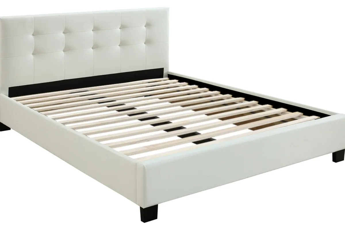 Miliboo Bett 160 x 200 Stoff Weiss gepolstert MARQUISE* Betten Für Erwachsene