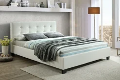 Miliboo Bett 160 x 200 Stoff Weiss gepolstert MARQUISE* Betten Für Erwachsene