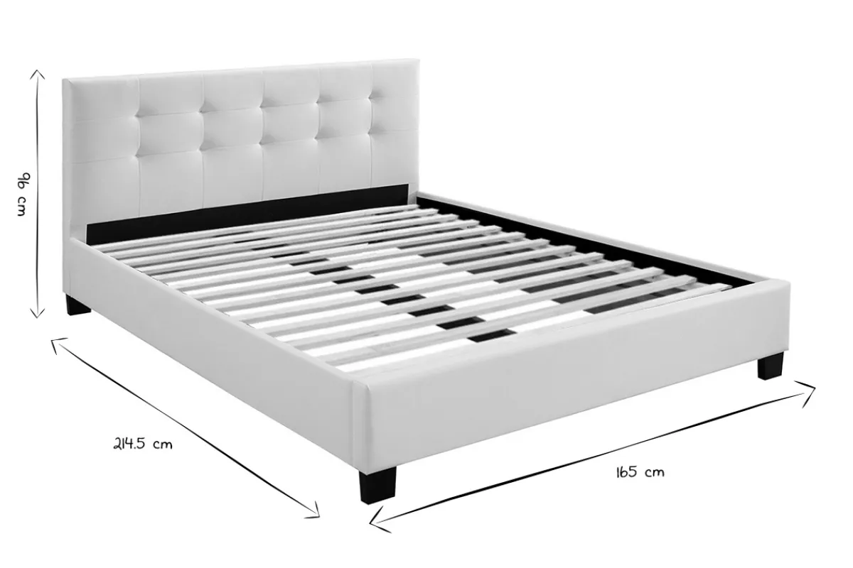 Miliboo Bett 160 x 200 Stoff Weiss gepolstert MARQUISE* Betten Für Erwachsene