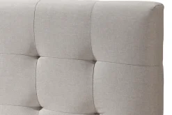 Miliboo Bett für Erwachsene Skandinavisch Holz und Stoff Beige 160 x 200 cm LYNN* Betten Für Erwachsene