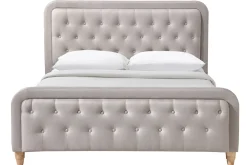 Miliboo Bett gepolstert Stoff Beige 160 x 200 cm KRISTEN* Betten Für Erwachsene