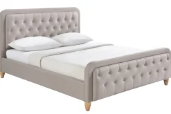 Miliboo Bett gepolstert Stoff Beige 160 x 200 cm KRISTEN* Betten Für Erwachsene