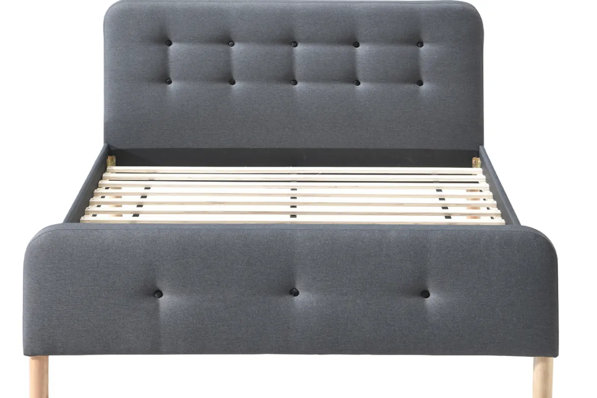 Miliboo Bett gepolstert Stoff Dunkelgrau 160 x 200 cm HOLSEN* Betten Für Erwachsene