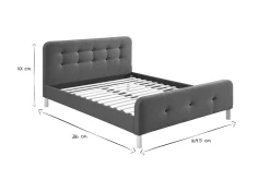 Miliboo Bett gepolstert Stoff Dunkelgrau 160 x 200 cm HOLSEN* Betten Für Erwachsene