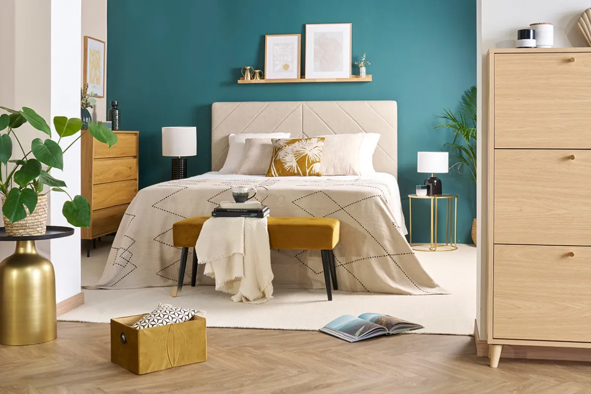 Miliboo Bettkopfteil beiger Stoff mit Samteffekt B160 cm AVAH* Bett-kopfteile