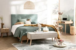 Miliboo Bettkopfteil, gepolstert, aus senfglebernem Stoff, 160 cm HALCIONA* Bett-kopfteile