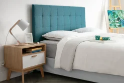 Miliboo Bettkopfteil, gepolstert, aus blaugrünem Stoff, 160 cm HALCIONA* Bett-kopfteile