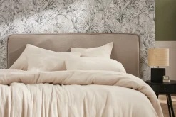 Miliboo Bettkopfteil naturfarbener Stoff mit Samteffekt B175 cm MARCIA* Bett-kopfteile