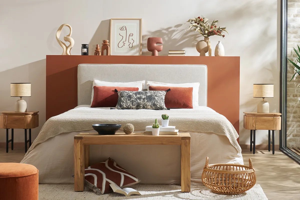 Miliboo Bettkopfteil zum Aufhängen B180 cm beiger Stoff LILY* Bett-kopfteile