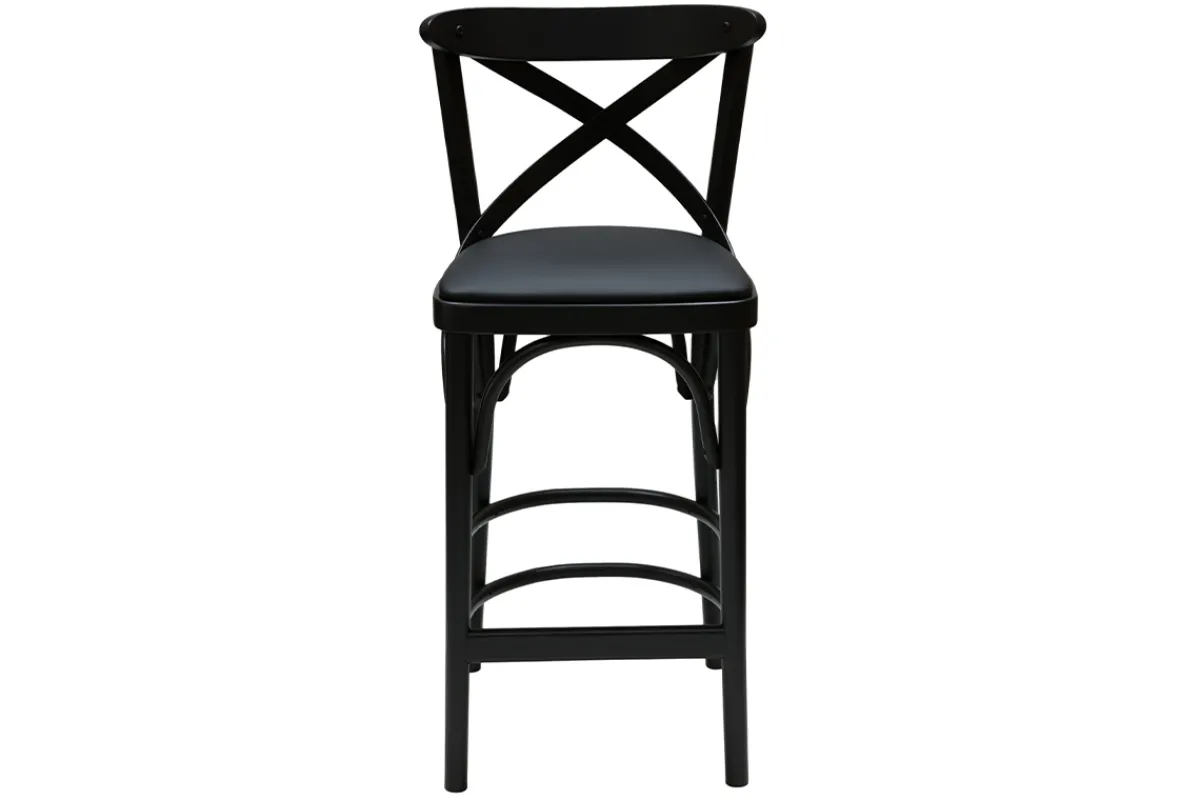 Miliboo Bistro-Barhocker massives Buchenholz schwarz H65 MARCEL* Barhocker