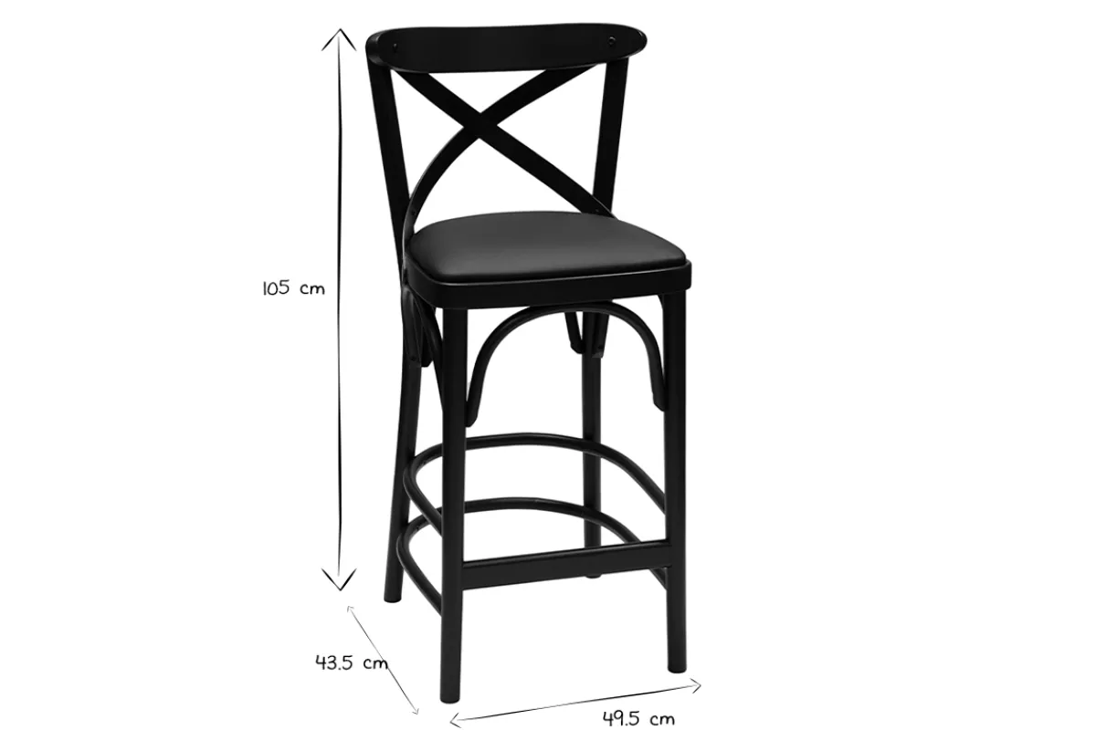 Miliboo Bistro-Barhocker massives Buchenholz schwarz H65 MARCEL* Barhocker
