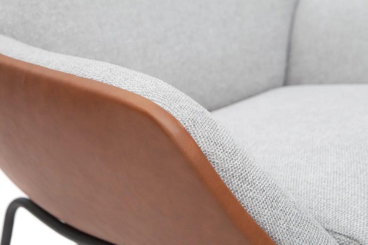 Miliboo Brauner Designersessel mit grauem Samteffekt-Stoff MARCEAU* Design-sessel|Sessel