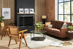 Miliboo Braunes 3-sitziges Designer-Ledersofa OXMO - Büffelleder* Ledersofas