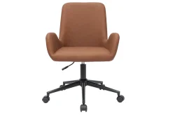 Miliboo Bürostuhl braunes Polyurethan und schwarzes Metall ALBAN* Bürostühle|Bürostuhl Zum Kleinen Preis
