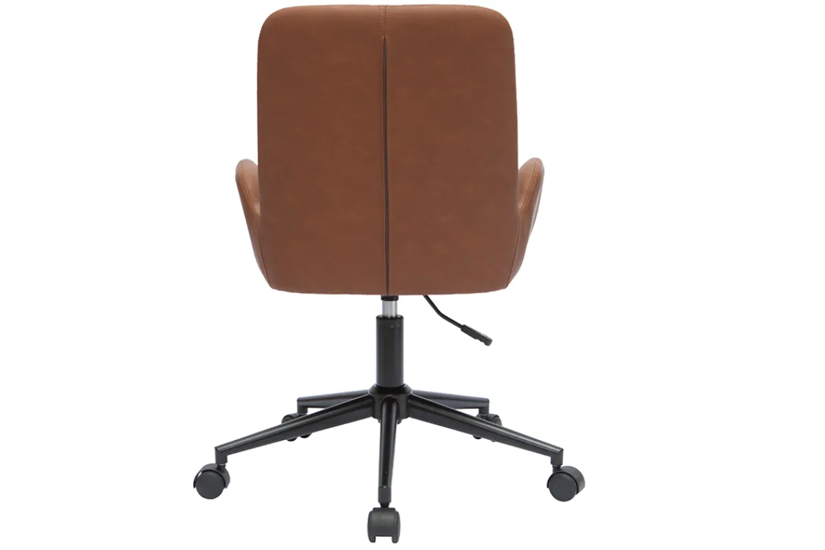 Miliboo Bürostuhl braunes Polyurethan und schwarzes Metall ALBAN* Bürostühle|Bürostuhl Zum Kleinen Preis