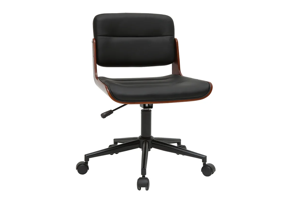 Miliboo Bürostuhl drehbar schwarz mit dunklem Holz ARAMON* Bürostühle|Bürostuhl Zum Kleinen Preis