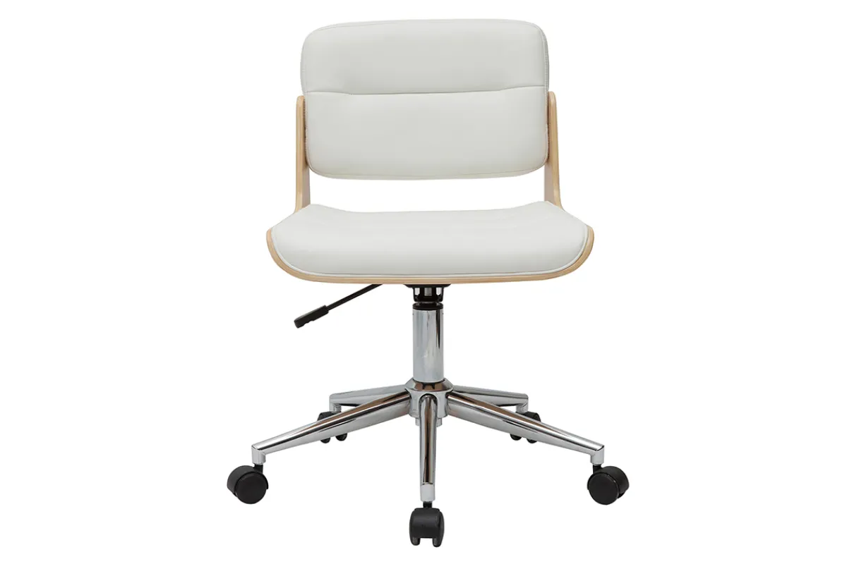 Miliboo Bürostuhl drehbar weiß mit hellem Holz ARAMON* Bürostühle|Bürostuhl Zum Kleinen Preis