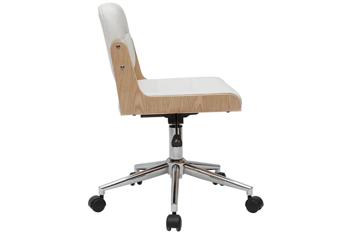 Miliboo Bürostuhl drehbar weiß mit hellem Holz ARAMON* Bürostühle|Bürostuhl Zum Kleinen Preis