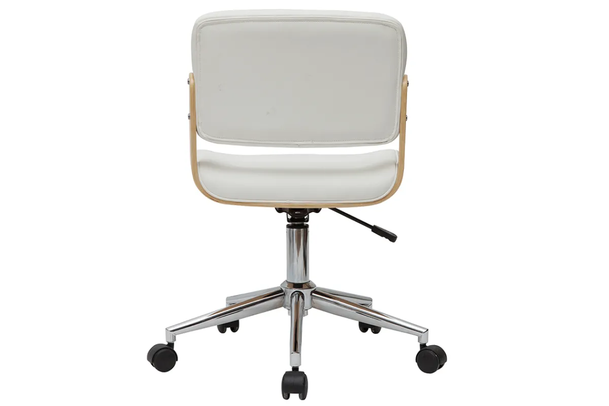 Miliboo Bürostuhl drehbar weiß mit hellem Holz ARAMON* Bürostühle|Bürostuhl Zum Kleinen Preis