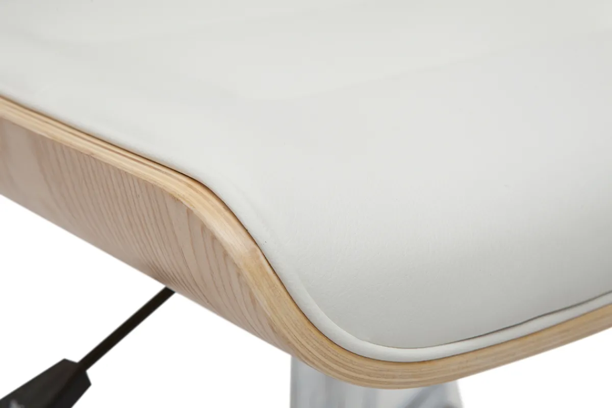 Miliboo Bürostuhl drehbar weiß mit hellem Holz ARAMON* Bürostühle|Bürostuhl Zum Kleinen Preis