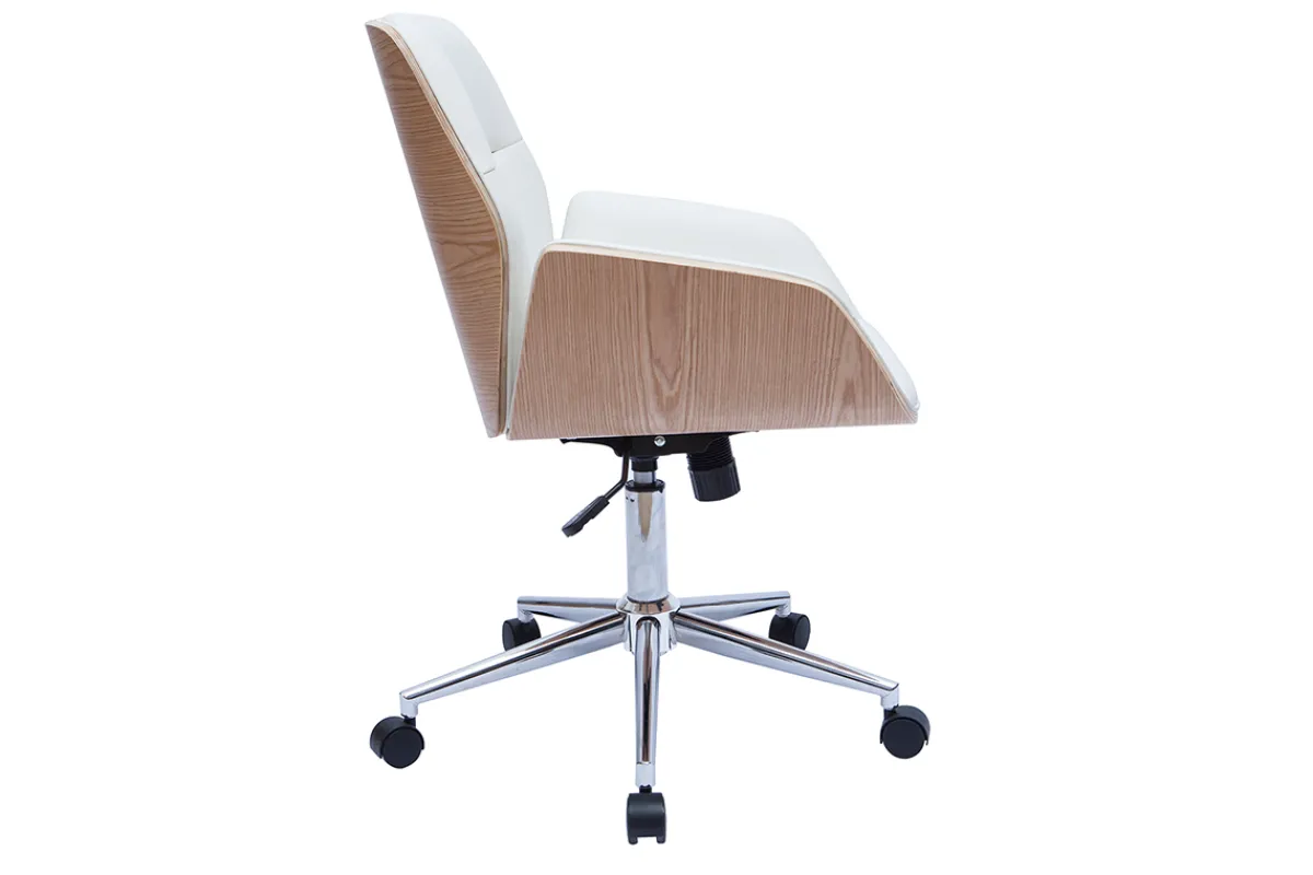 Miliboo Bürostuhl drehbar weiß mit hellem Holz MARLOW* Bürostühle|Bürostuhl Zum Kleinen Preis