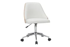 Miliboo Bürostuhl PU weiß, helles Holz QUINO* Bürostühle|Bürostuhl Zum Kleinen Preis