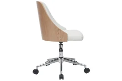 Miliboo Bürostuhl PU weiß, helles Holz QUINO* Bürostühle|Bürostuhl Zum Kleinen Preis