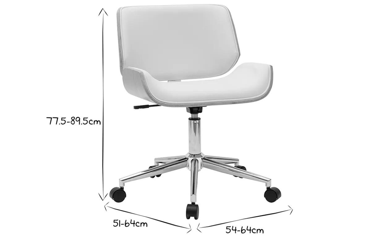 Miliboo Bürostuhl PU weiß mit hellem Holz RUBBENS* Bürostühle|Bürostuhl Zum Kleinen Preis