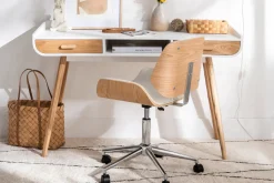 Miliboo Bürostuhl schwarz mit dunklem Holz RUBBENS* Bürostühle|Bürostuhl Zum Kleinen Preis