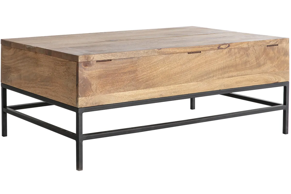 Miliboo Couchtisch aufklappbar Industrie-Stil Mangoholz und Metall L110 cm YPSTER* Couchtische