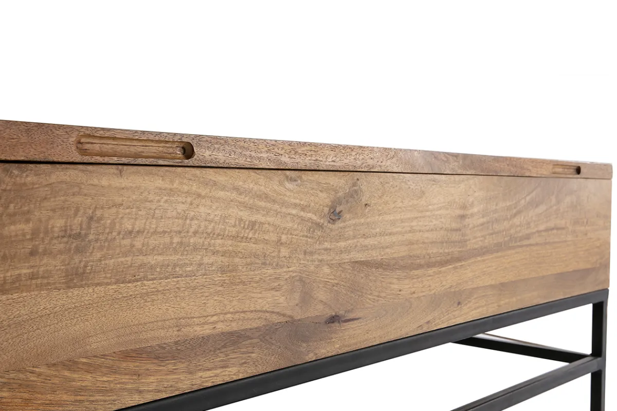 Miliboo Couchtisch aufklappbar Industrie-Stil Mangoholz und Metall L110 cm YPSTER* Couchtische