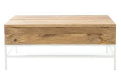 Miliboo Couchtisch aufklappbar Mangoholz und Metall Weiß 160cm BOHO* Couchtische