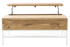 Miliboo Couchtisch aufklappbar Mangoholz und Metall Weiß 160cm BOHO* Couchtische