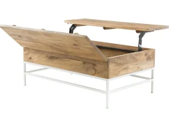 Miliboo Couchtisch aufklappbar Mangoholz und Metall Weiß 160cm BOHO* Couchtische