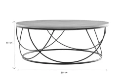 Miliboo Couchtisch Holz und Metall Schwarz rund 80 cm LACE* Couchtische