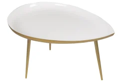 Miliboo Couchtisch lackierter Stahl weiß goldfarbene Füße DROP* Couchtische