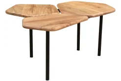 Miliboo Couchtisch mit 3 Platten aus Akazie und Metall SUZANE* Couchtische
