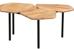 Miliboo Couchtisch mit 3 Platten aus Akazie und Metall SUZANE* Couchtische