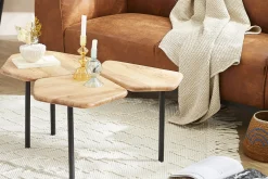 Miliboo Couchtisch mit 3 Platten aus Akazie und Metall SUZANE* Couchtische