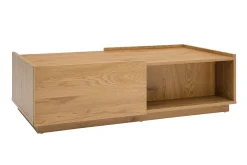 Miliboo Couchtisch mit Ablagefächern in hellem Holzfinish Eiche 2 Schubladen L120 cm MADERO* Couchtische