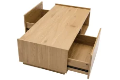 Miliboo Couchtisch mit Ablagefächern in hellem Holzfinish Eiche 2 Schubladen L120 cm MADERO* Couchtische