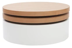Miliboo Couchtisch mit drehbaren Tischplatten und Staufläche Weiß und Holz ICON* Couchtische