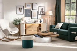 Miliboo Couchtisch mit drehbaren Tischplatten und Staufläche Weiß und Holz ICON* Couchtische